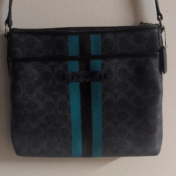 Coach Sig. Varsity Blue Leather Crossbody Bag - Picture 1 of 7